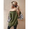 Women S Casual Leopard Patchwork Knit Pullover Sweater