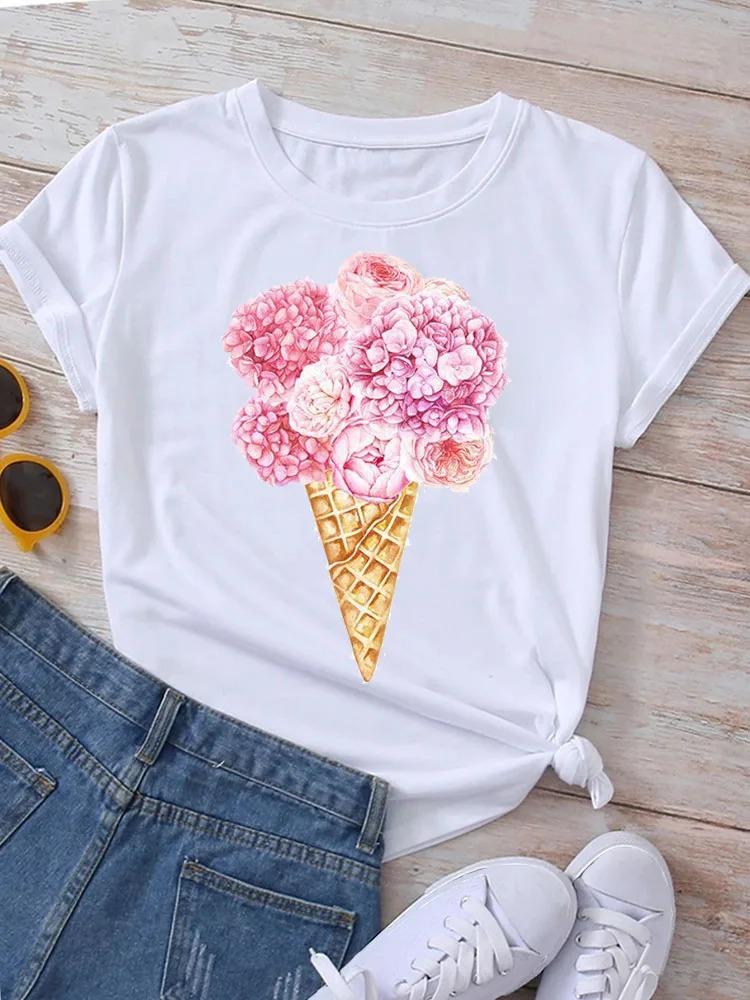 New Butterflies Balloons Print T-Shirt Fashion Harajuku White Graphic Tees Casual Short Sleeve Lady Y2k Tops Women's Clothing
