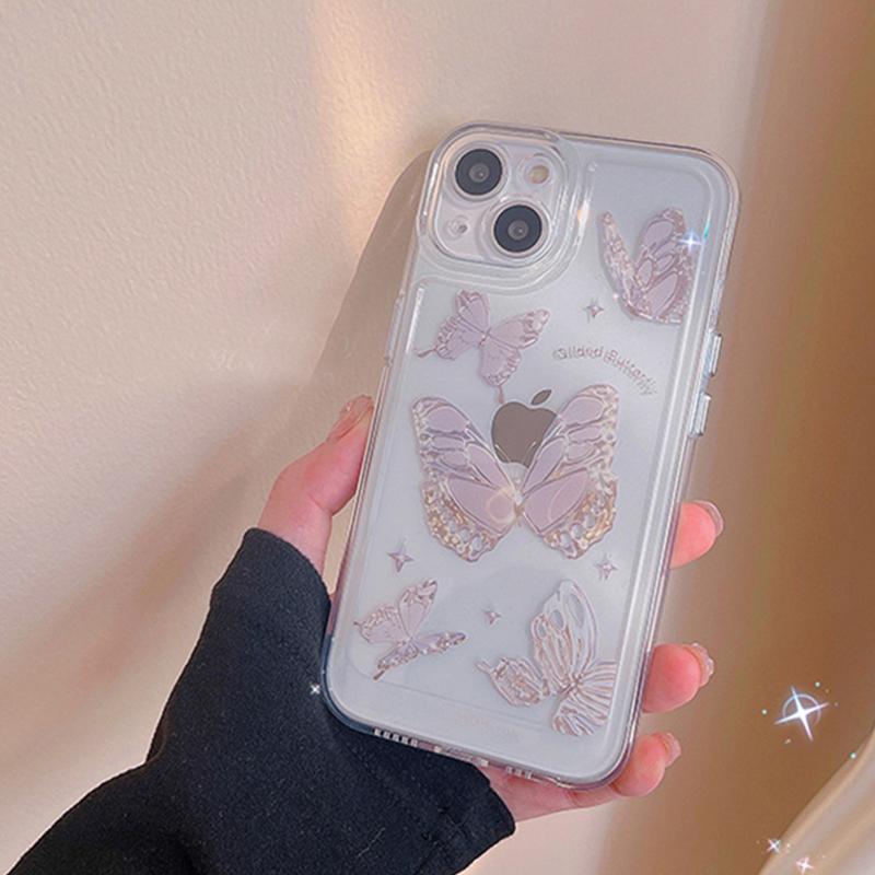 Ins Clear Shockproof 3d Glitter Butterfly Phone Case For Iphone 14 12 13 11 Pro Max Xs Max Xr X 14pro Max Shell Cover For Iphone