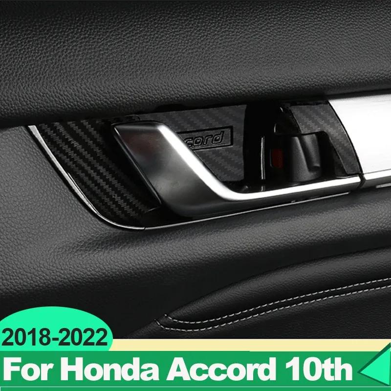 For Honda Accord X 10th 2018     Hybrid ABS Carbon Car Inner Door Bowl Frame Trim Cover Decoration Accessories