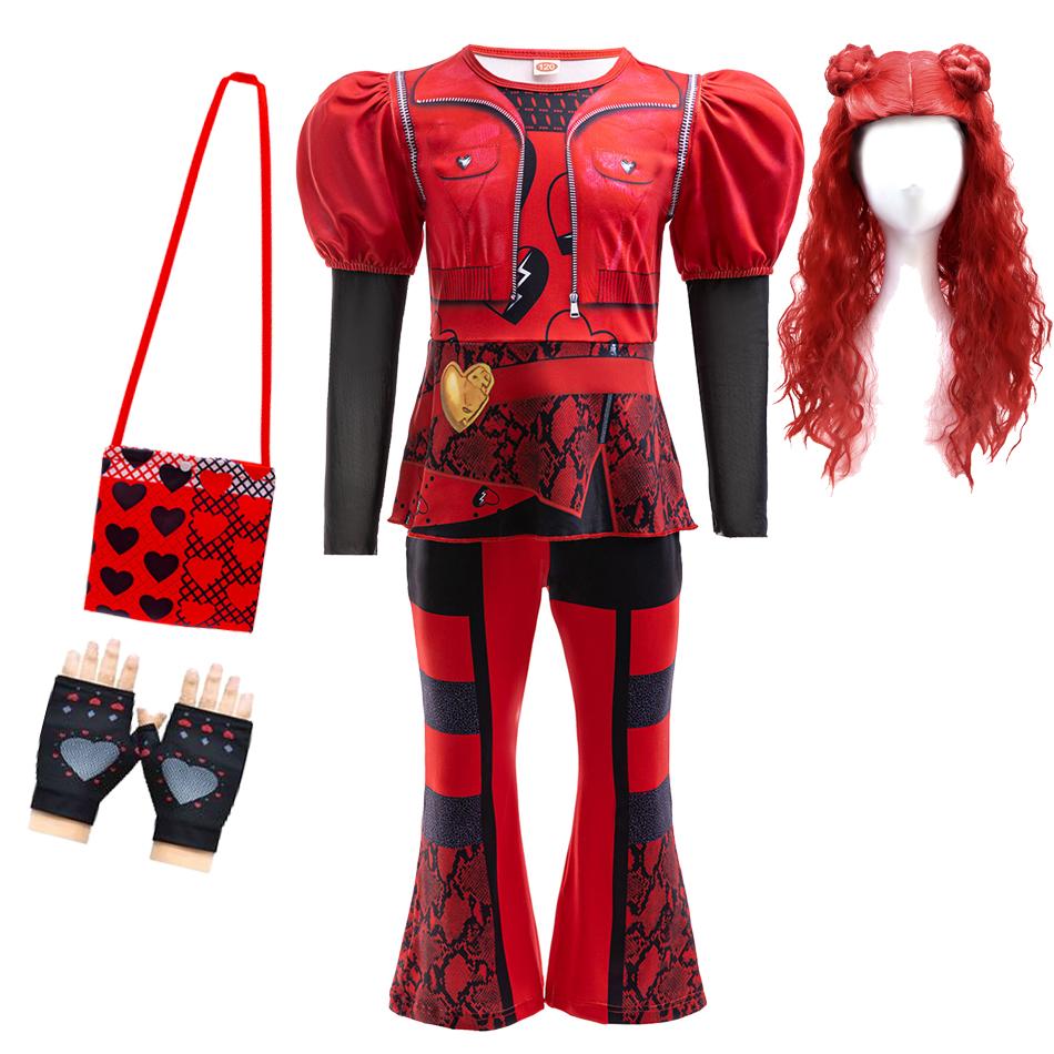 Girls Costume Kids Cosplay Movie Red Top+Pant 2 PCS Clothes Outfit Children Birthday Party Dress