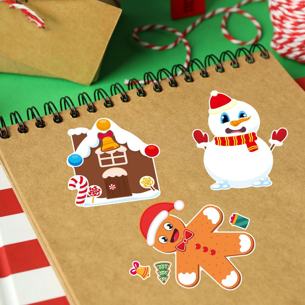 Adorable Cartoon Christmas Snowman And Reindeer Interactive Sticker Set For Kids