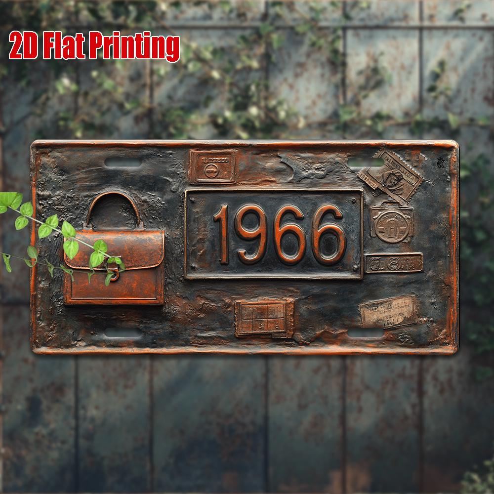 

D Flatpc Vintage Metal Sign for Decorationg OnlyOutdoor Wall Art (xcm) Number Aluminum Sign with Suitcase Design 15x30cm(5.9x7.8inch)