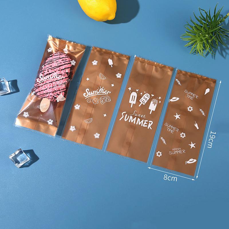100Pcs Plastic Machine Sealing Ice Cream Bag Disposable Fridge Frozen Ice Cream Wrappers Diy Homemade Popsicle Packaging Bags