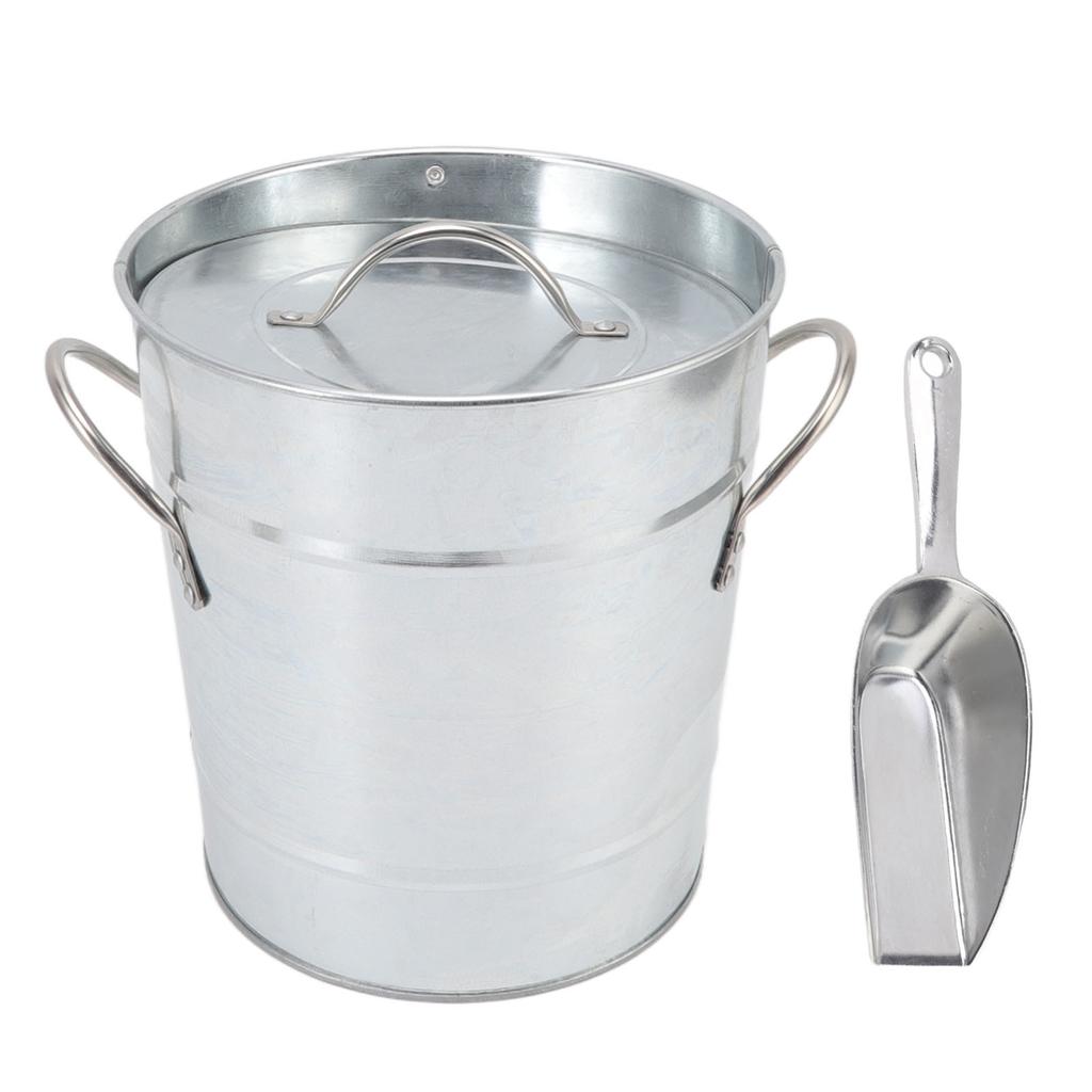 Ice Bucket Round with Ice Shovel Galvanized Sheet Plastic Beer Chiller Bin For Bar Home Restaurants Parties