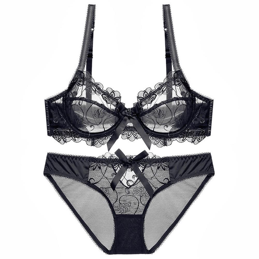Sexy Plus Size Lingerie Set: Sheer, Anti-Sag, Lace Bra for Smaller Bust Look