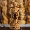 Golden Boy and Jade Girl Wooden Ornament Chinese Style Solid Wood Carved Ornaments Wooden Carving Crafts Home Decorations