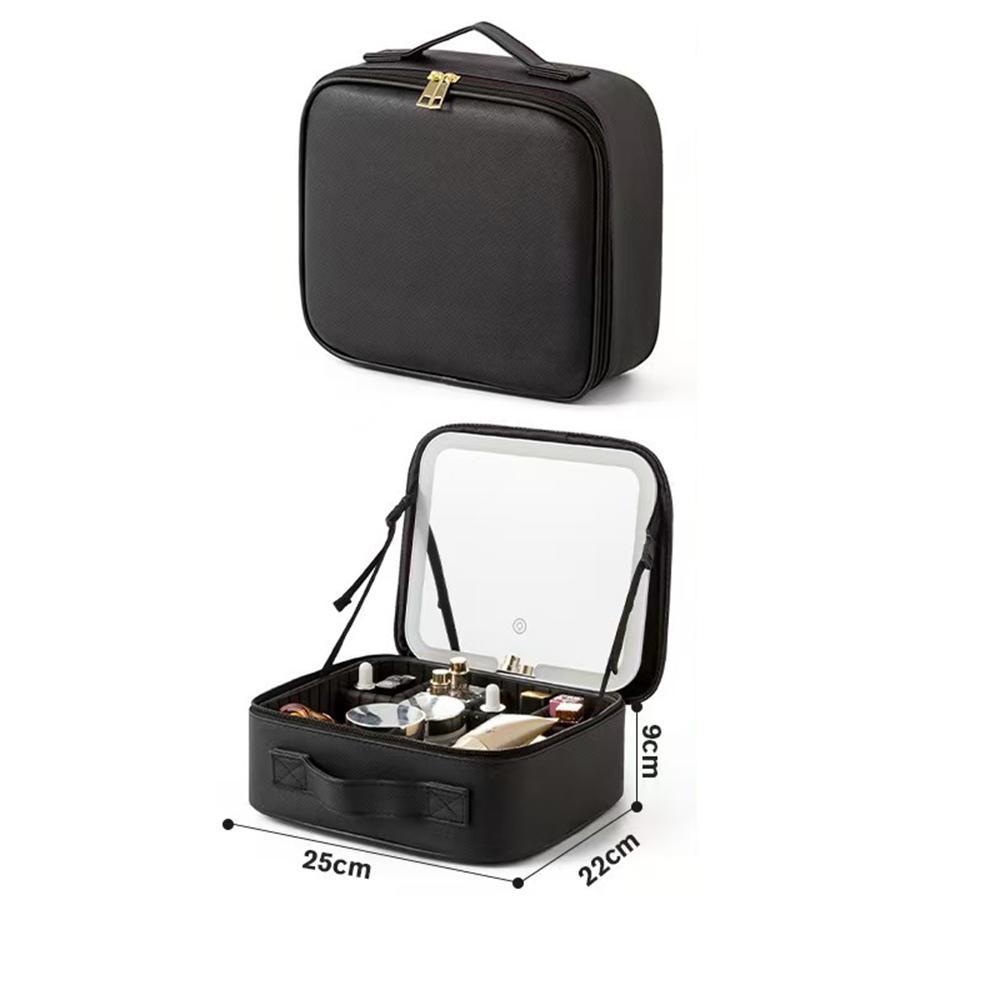 

Travel Storage Box Waterproof Cosmetic Bag Women Makeup Bag Suitcase Portable Storage Bag with Adjustable Dividers with Light чёрный