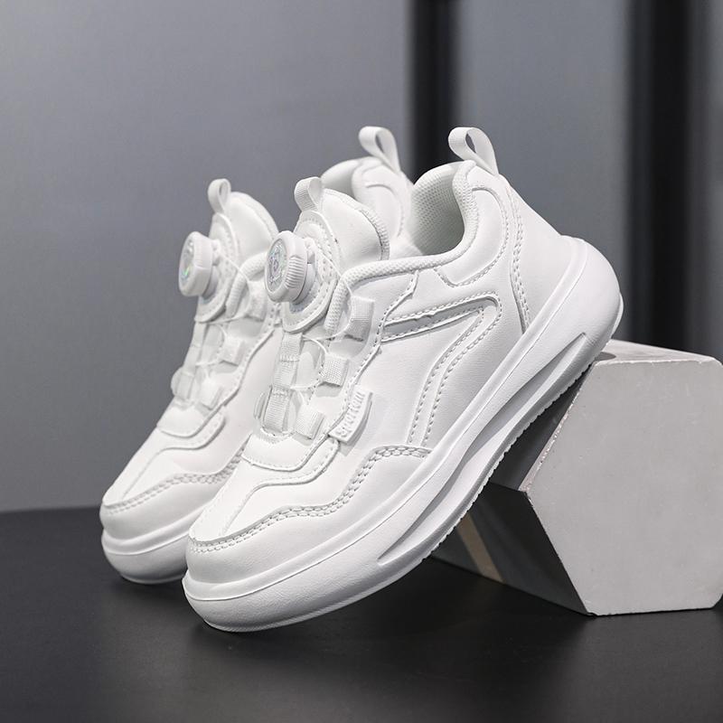 Kinderschuhe Kinder kleine weiße Schuhe Frühling neue Jungen Freizeitschuhe Mädchen Drehknopf Sportschuhe