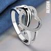 925 Sterling Silver Dolphin Heart AAA Zircon Ring Fashion Wedding Jewelry