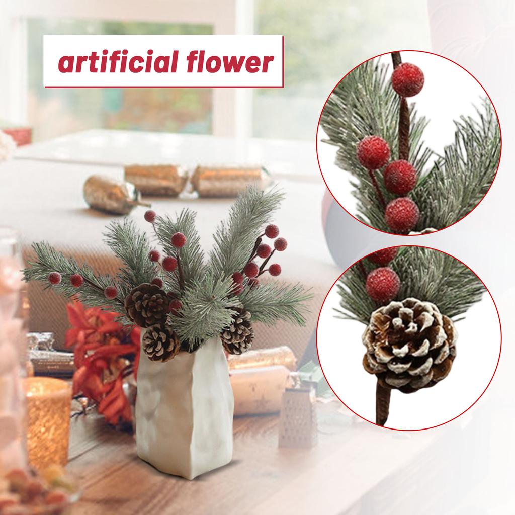 11 Inch Artificial Christmas Tree Red Berries Cuttings For Christmas Tree Filler Floral Arrangement Winter Holiday Decoration