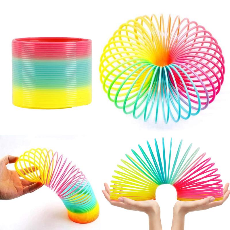 Color Rainbow Circle Funny Magic Toys Early Development Educational Folding Plastic Spring Coil Children'S Creative Magical Toys