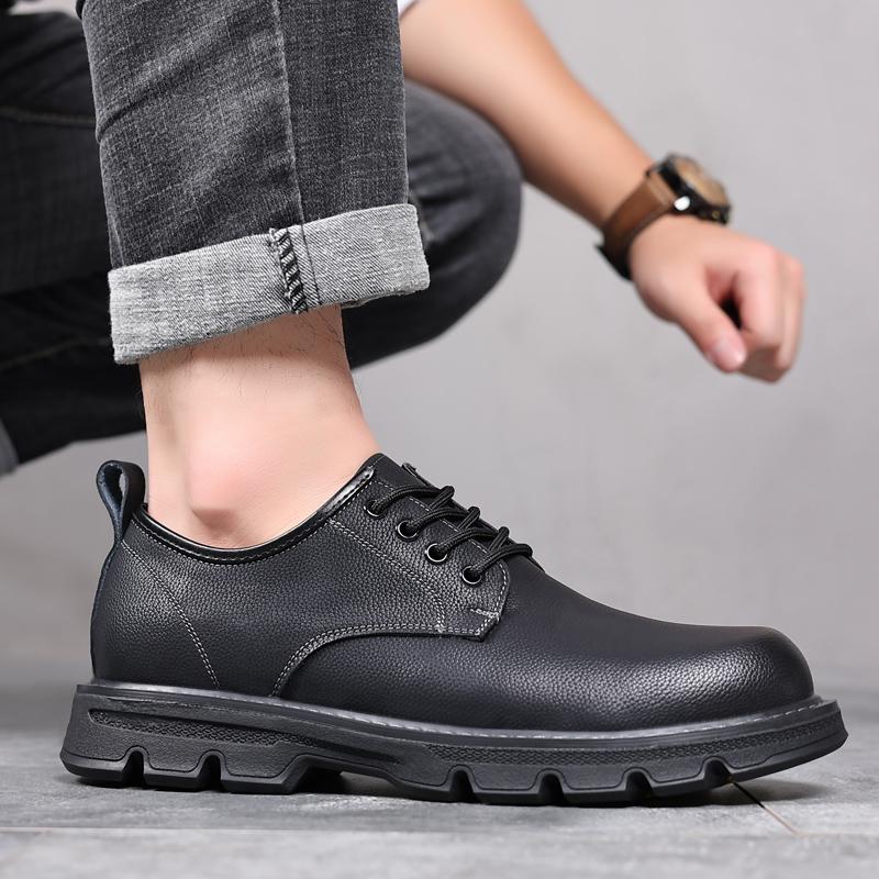 Fashion Genuine Leather Men Loafers Lace Up Oxfords Business Casual Shoes Outdoor Classic Soft Moccasins Breathable Men Flats Soft Shoes