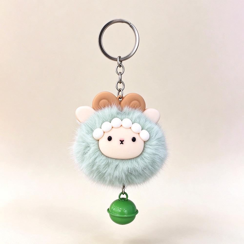 Metal Bell Mini Plush Sheep Keychain Soft Fluffy Sheep Doll Ornament Chinese New Year Gift