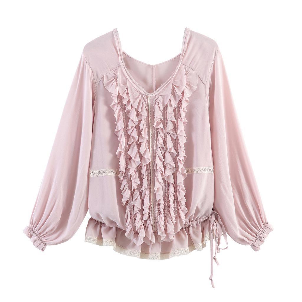 European and American Style, New Women's Clothing, Foreign Style Fashion Laminated Lace Shirt 4344401 676