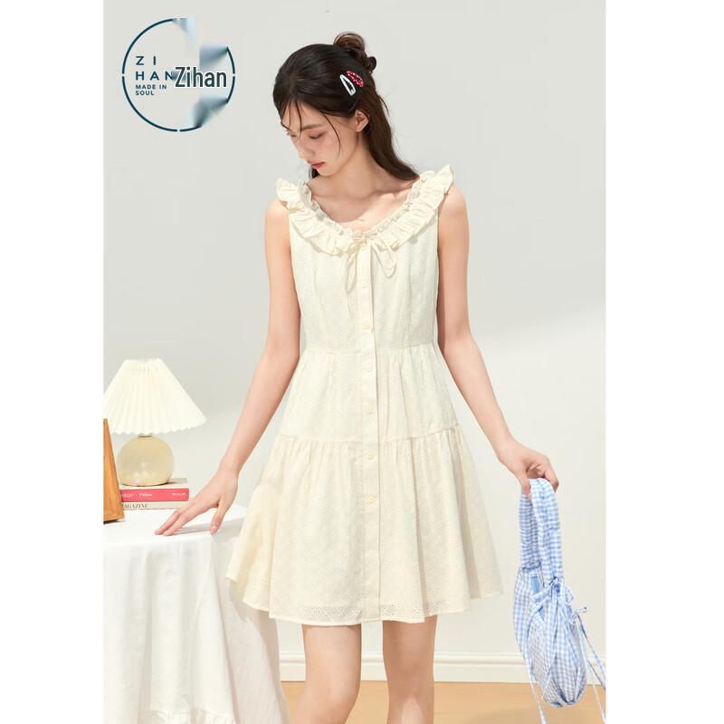 

ZIHAN Women s Floral Ruffle Sleeveless A-line Dress EU 38