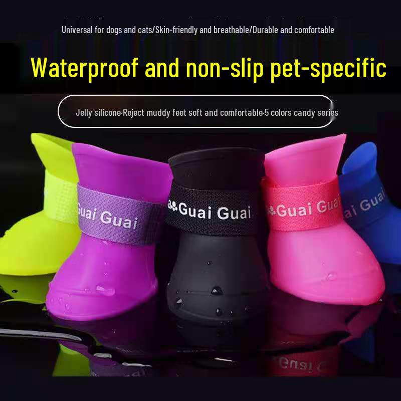 Soft Silicone Non-Slip Dog Rain Boots, Waterproof and Wear-Resistant, Jelly Color for Golden Retrievers