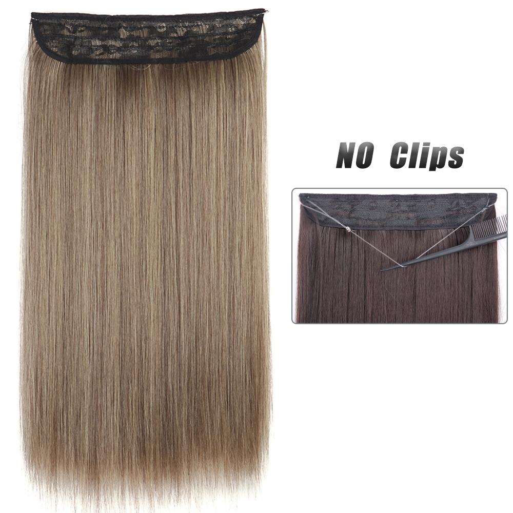 Women Fashion Long Straight Hair Extensions Synthetic Fiber Long Wavy Straight Invisible No Clips Hairpiece