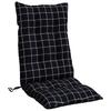 High Back Seat Cushions 4 Pcs Black Checkered Pattern Fabric
