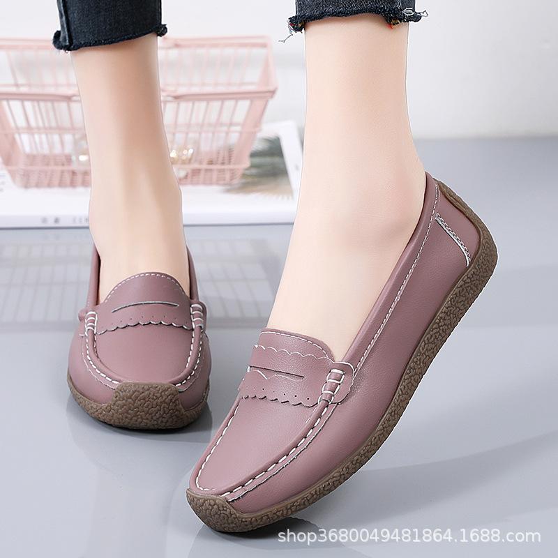 

Large size women s shoes genuine leather mother women s shoes beef tendon sole lazy shoes low top comfortable women s shoes single shoes - 41