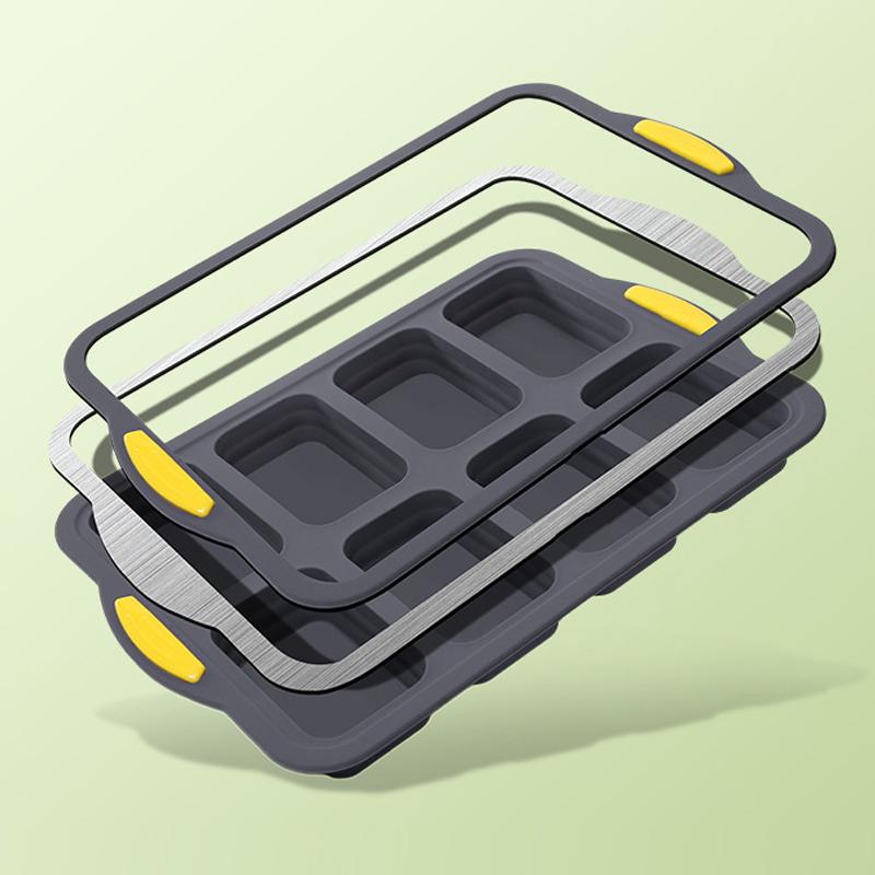 Foldable Silicone Bread Mold Baking Pan Mini Loaf Pans Heat Resistant Baking Moulds Non-Stick Cornbrea Cake Baguette Baking Tray
