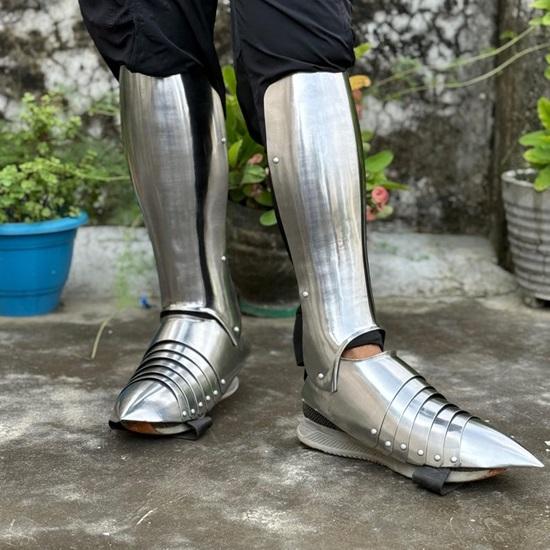 

Средневековые готические рыцарские латы для ног Стальные поножи Сабатоны для , Косплея и Фэнтези-мероприятий