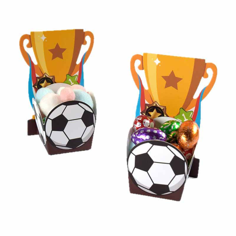 10/20Pcs Cartoon Football Trophy Gift Packaging Boxes Children's Party Dessert Table Birthday Supplies Football Theme Candy Box