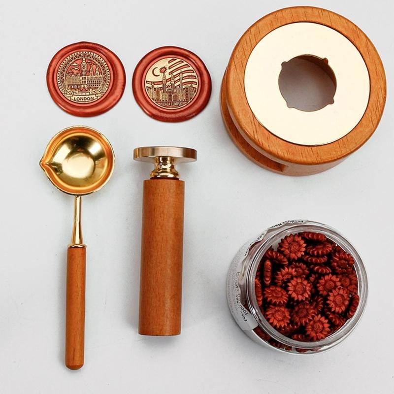 3 Pcs Wax Stamp Seal Kits Wax Seal Warmer with Melting Spoon Melt Stove Pot Furnace Tool for Letter Envelope Stamp