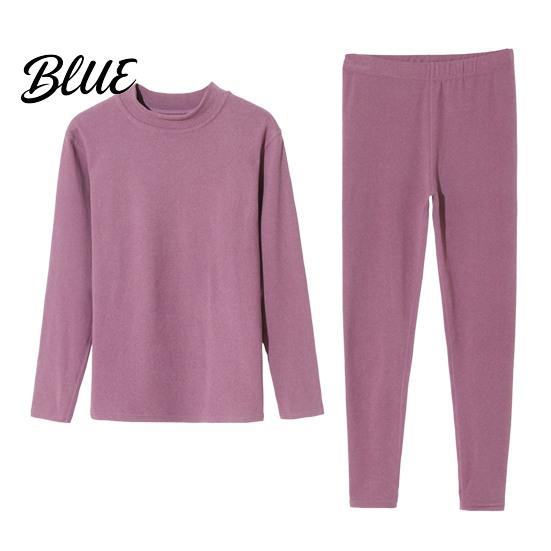 Velvet Sleepwear Set Seamless Double-sided Thermal Underwear Winter Unisex 2 Pcs/Set Round Neck Homewear Thick