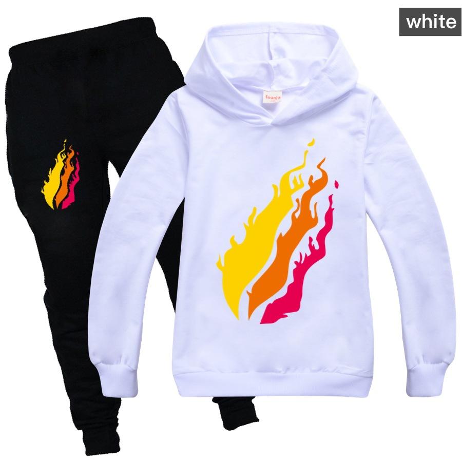Casual Comfortable Boys' Printed Hooded Suit Sweater Fashionable Loose Clothing Sets Boys