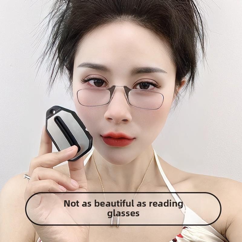 Nose Foldable Clip Keychain Reading Glasses Portable Outdoor Glasses Elderly