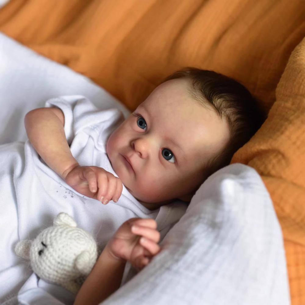 Roztomilé 16palcové látkové tělo Reborn panenky Tink Vypadá chytře Simulační reborn panenka Ručně implantované vlasy Novorozenecké panenky pro děti Batole Hračka do domečku pro panenky