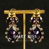 Earrings Exquisite Light Luxury Purple Gemstone Water Drop Retro Elegant Gold Base High-end Female Stud Earrings
