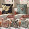 French Textile Floral Art Cushion Cover Pillowcase Short Plush Invisible Zipper Room Sofa Cushion Cover