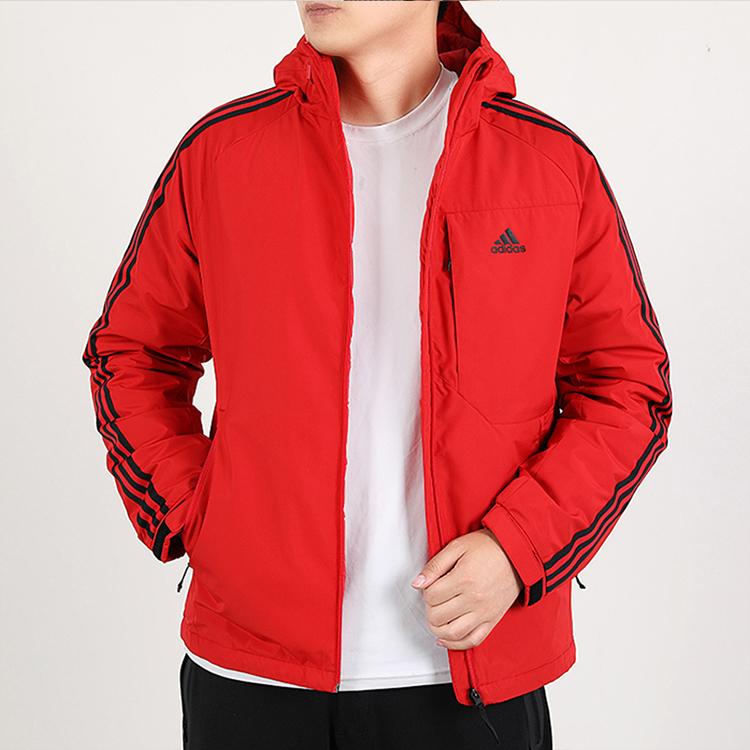 Adidas 3St Daunenjacke Warm Outdoor Sport Kapuzen Daunenmantel Herren Oberbekleidung Rot GF0095