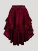 Jupe Rétro Volants Velours Doré Grande Taille Automne/Hiver 2025 - Style Européen & Américain pour Femmes