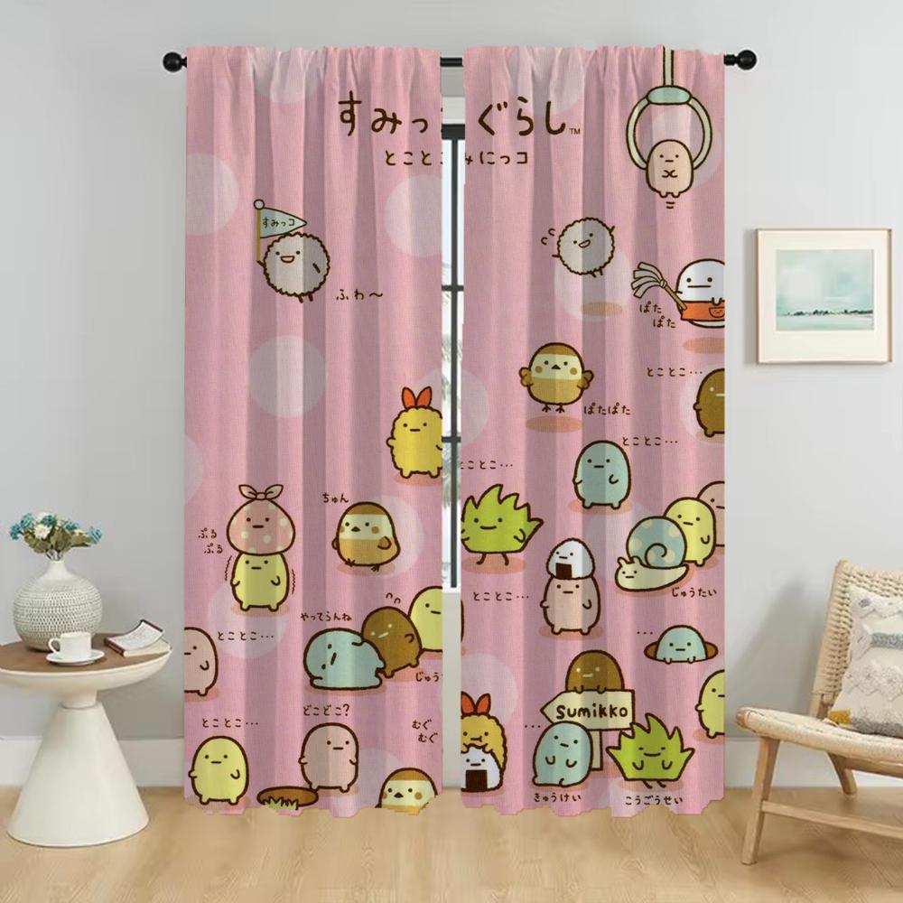Window Curtain for Room 2 Panel Sumikko Gurashi Modern Living Room Curtains Partition Halloween Decoration Tulle for Bedroom