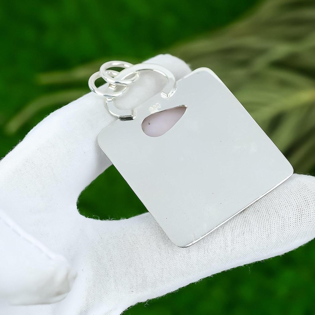 Sisters Day Sale Natural Pink Opal Sterling Silver Bezel Wedding Pendant Jewelry