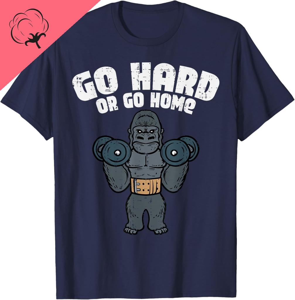 cotton Sport Top Gym Go Hard or Home Workout Motivation Fitness Unisex TShirt Graphic Vintage Classic Funny Short Sleeve Tee