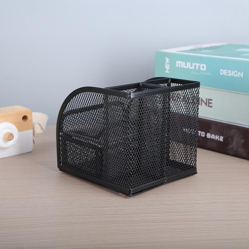 Metal Storage Pen Holder, Office Cultural Stationery Box, Ironwork Tabletop, Student Stationery, Iron Mesh Metal