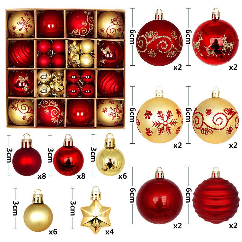 44Pcs Christmas Ball Ornament Set Big Xmas Tree Hanging Pendant Snowflake Merry Christmas Decoration 2025 New Year Party Gift