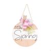 Hello Spring Wooden Hanging Sign Wall Art Decoration with Bowknot Wood Front Door for