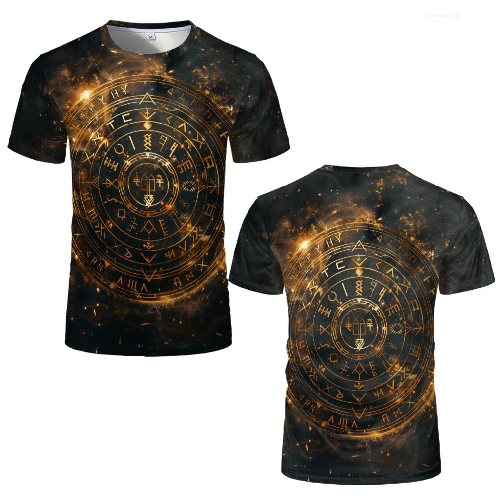 Summer Round Neck 3D Retro Print Top Fashionable Casual Short Sleeved Men's T-shirts