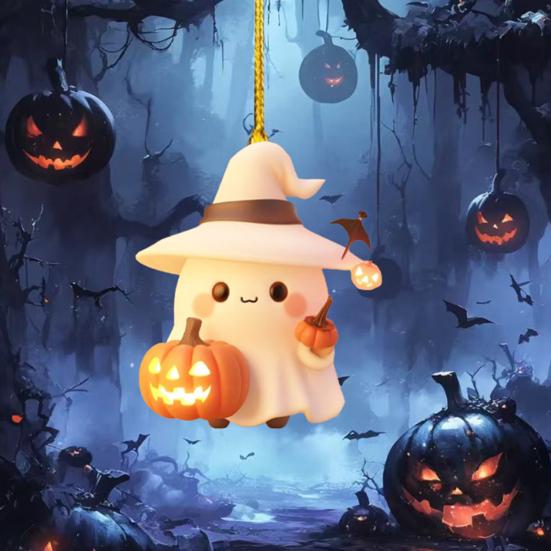 Halloween Ornament Cute Ghost Pumpkin Decor Car Interior Decor Pendant Decoration