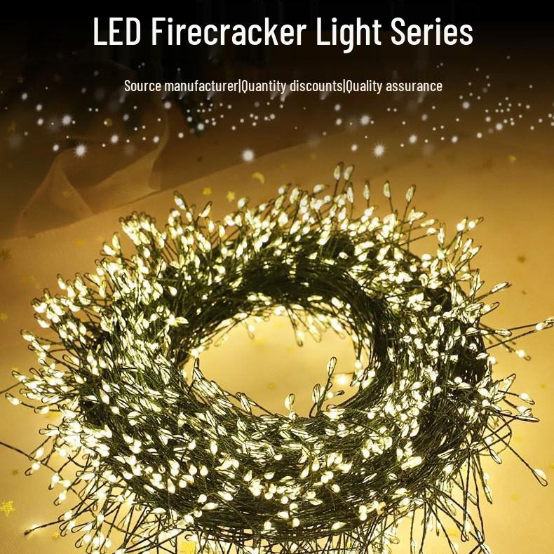 Solar Copper LED Firecracker String Lights – Multi-Function Christmas Tree Decorations