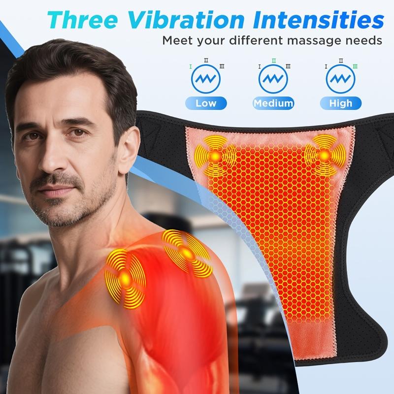 Portable Electric Shoulder Massager with Vibration and Graphene Heating Wireless APP Control Hot Compress Therapy Pad Removable Design
