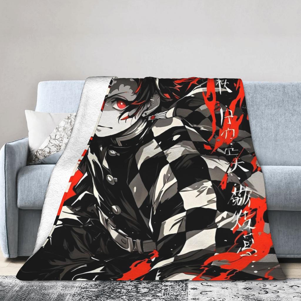 Kimetsu No Yaiba Blanket Cover Shinobu Kocho Fleece Throw Blanket Summer Air Conditioning Decoration Ultra-Soft Warm Bedspread