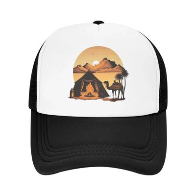 Kameltee Am Feuer Zelt Sonnenuntergang Camping Netz Baseballkappen Damen Camping Männlich Strand Eimerhut Schirmmütze
