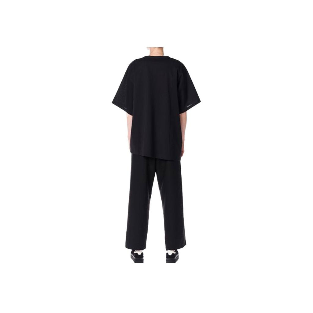Y-3 Solid Color Casual Loose Irregular Hem Round Neck Pullover Short Sleeve T-Shirt Women Tops Black H44796