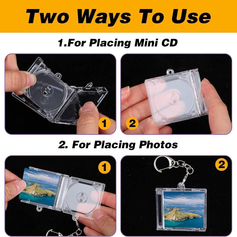 5pcs Acrylic Mini CD Holder NFC Personalized Keychain Album Case Multi-Functional Universal Key Pendant Backpack Hanging Decor